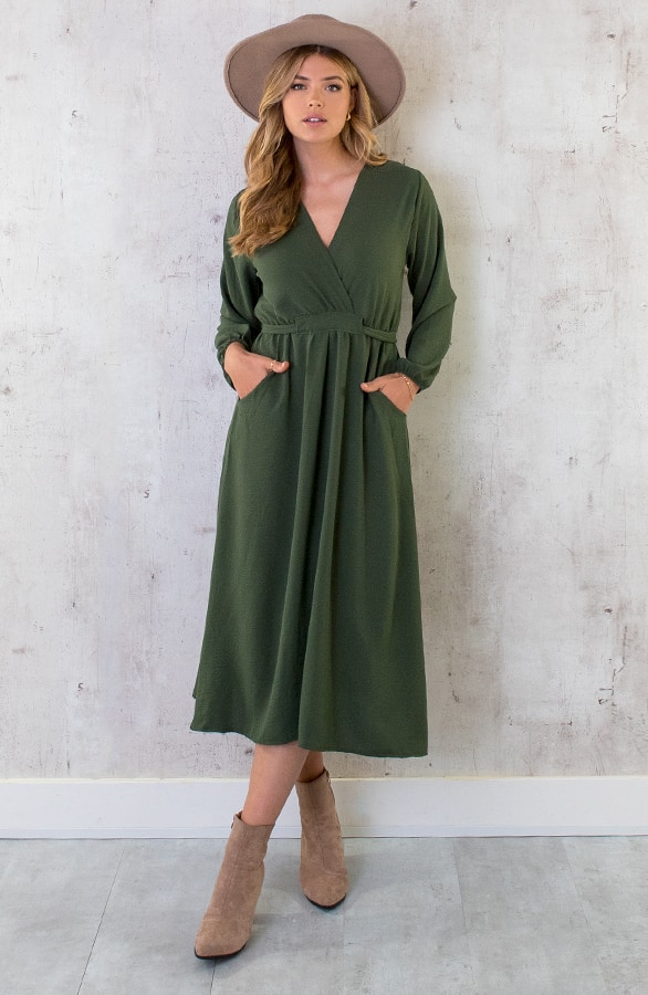 Midi Pocket Dress Army – shoparchief, foto 9