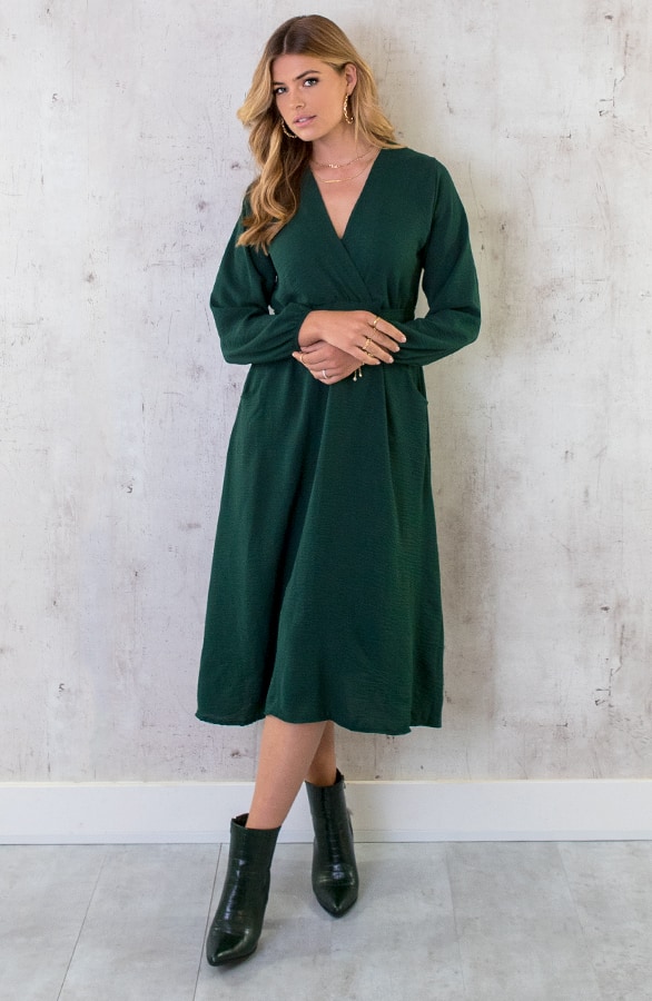 Midi Pocket Dress Smaragd – shoparchief, foto 9
