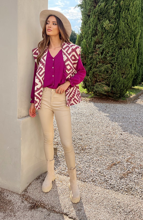 Oversized Gilet Print Magenta – shoparchief, foto 6