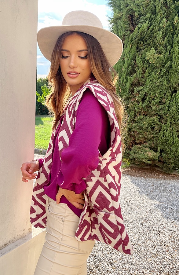 Oversized Gilet Print Magenta – shoparchief, foto 8