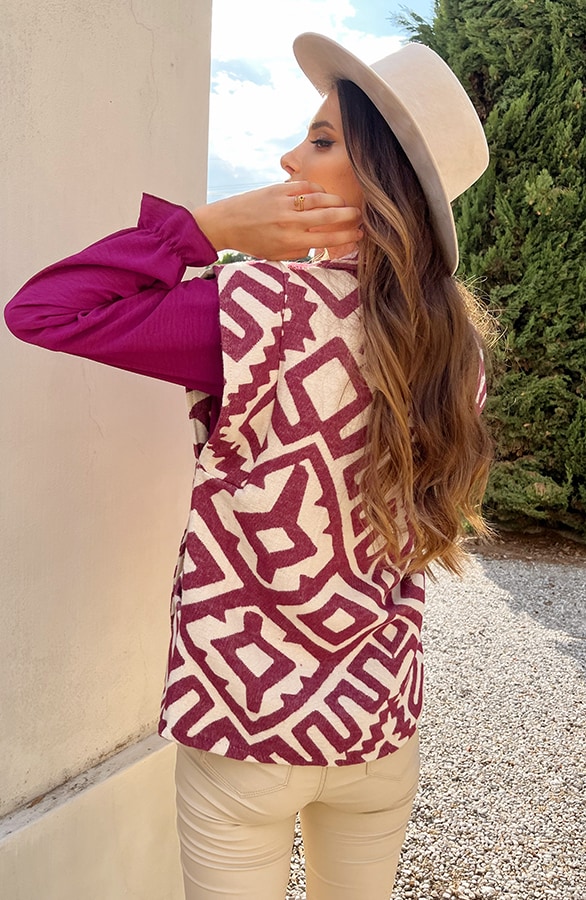 Oversized Gilet Print Magenta – shoparchief, foto 4