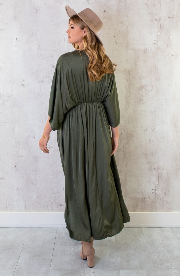 Oversized Satin Dress Army – shoparchief, foto 6