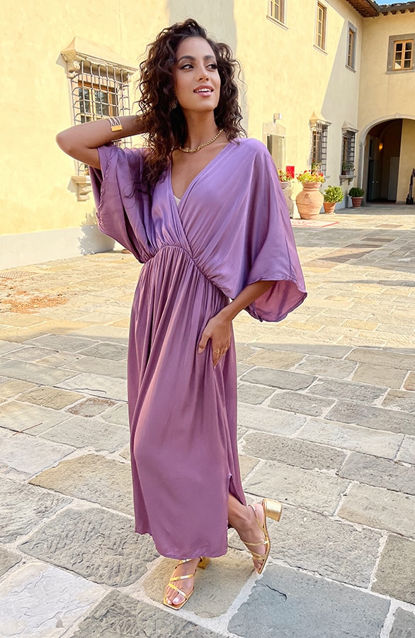 Oversized Satin Dress Mauve – shoparchief, foto 2