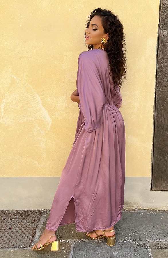 Oversized Satin Dress Mauve – shoparchief, foto 5