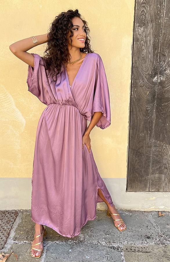 Oversized Satin Dress Mauve – shoparchief, foto 4
