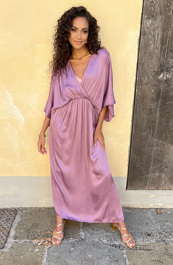 Oversized Satin Dress Mauve – shoparchief, foto 3