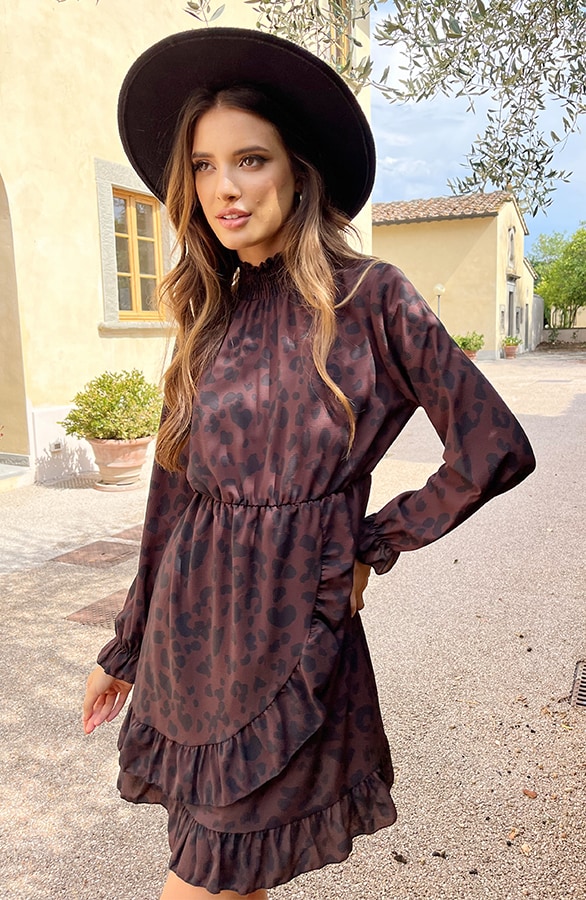 Overslag Col Jurk Leopard Cognac – shoparchief, foto 2