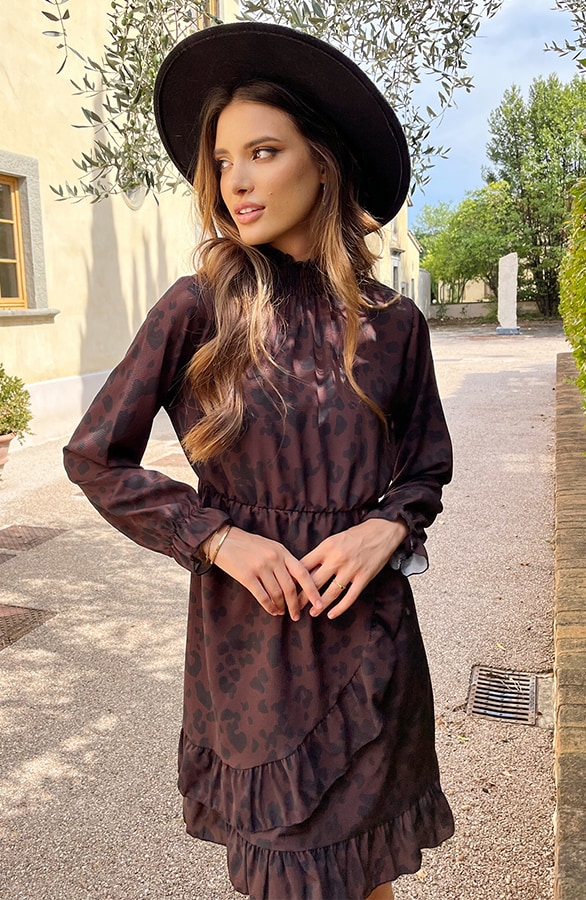 Overslag Col Jurk Leopard Cognac – shoparchief, foto 4