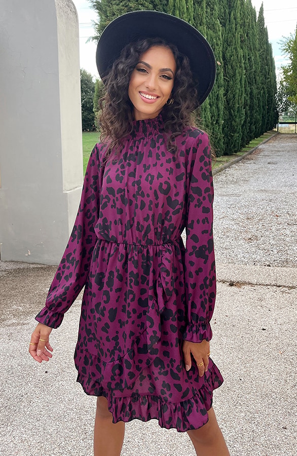 Overslag Col Jurk Leopard Magenta – shoparchief, foto 3