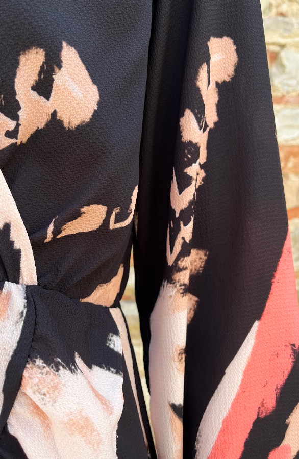Overslag Print Jurk Zwart Beige – shoparchief, foto 16