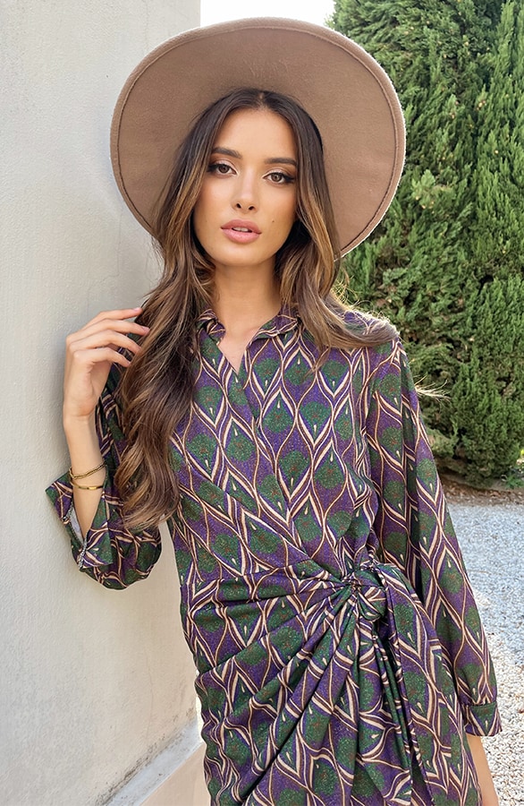 Overslag Strik Jurk Lurex Print – shoparchief, foto 3
