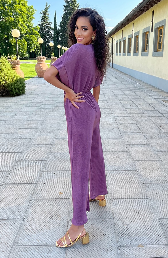 Plisse Jumpsuit Mauve – shoparchief, foto 3