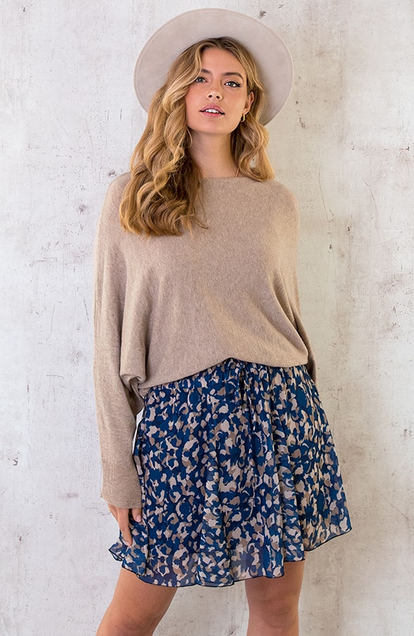 Plooien Rok Stippenprint Blauw – shoparchief, foto 3