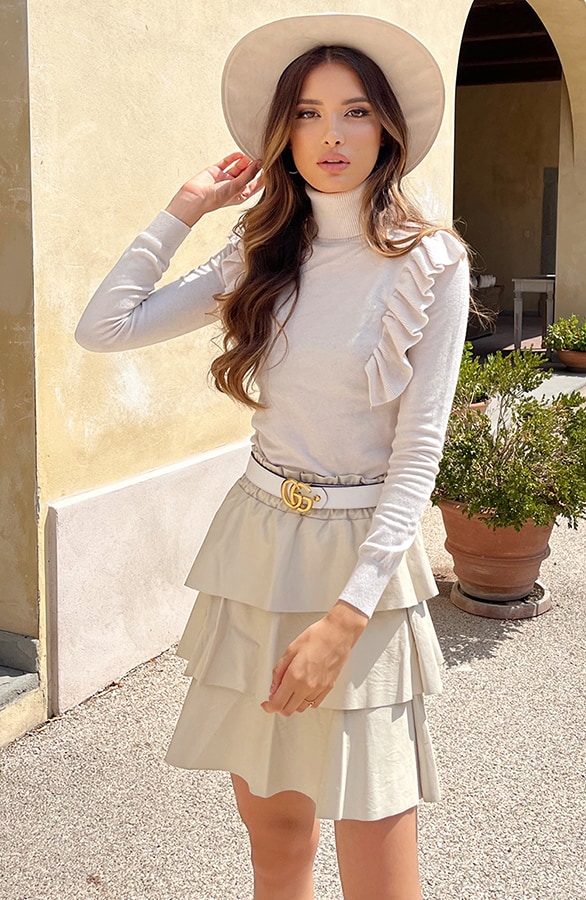 Ruffle Col Top Offwhite – shoparchief, foto 7