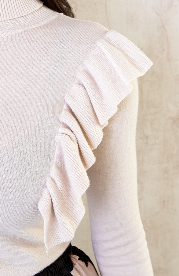 Ruffle Col Top Offwhite – shoparchief, foto 13