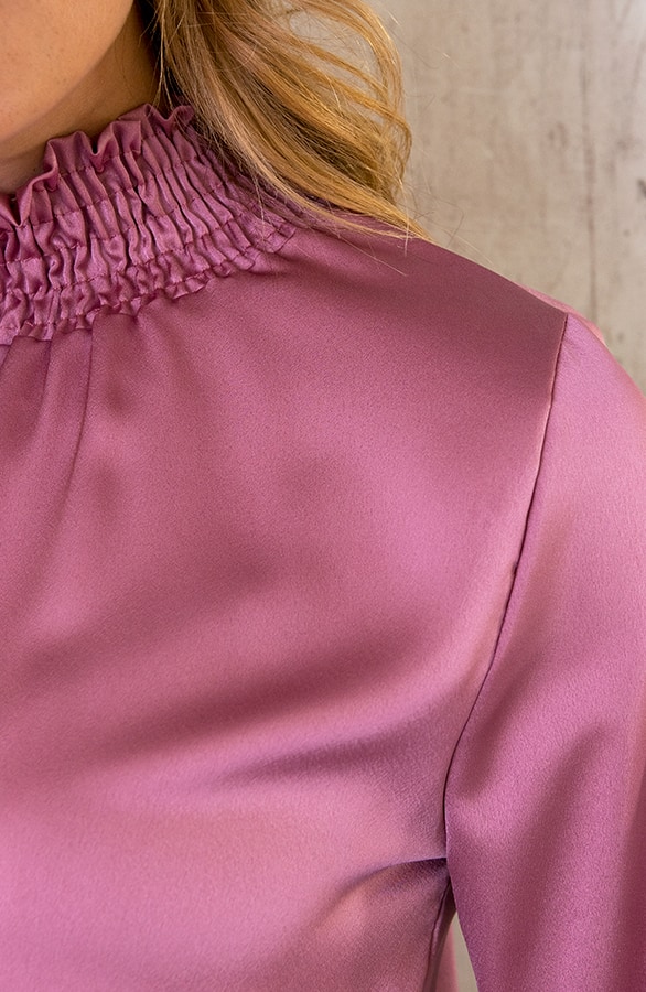 Satijnen Col Blouse Dust Roze – shoparchief, foto 5