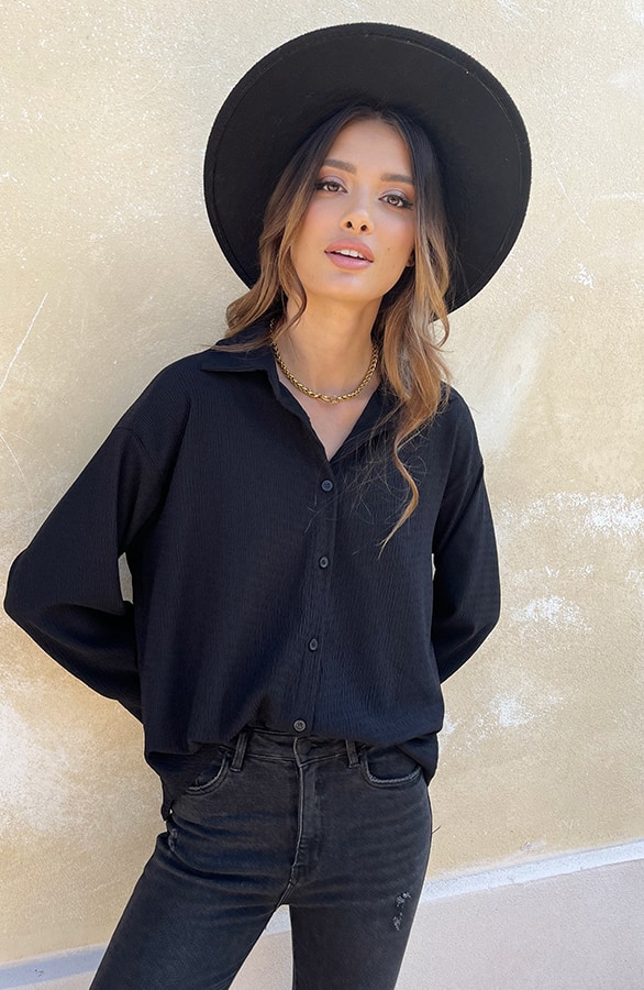 Smocked Blouse Zwart – shoparchief