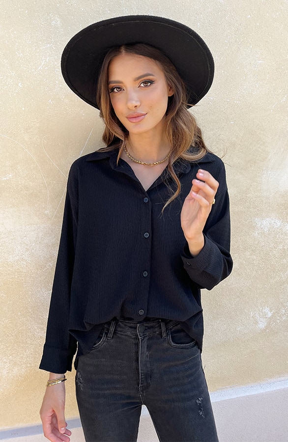 Smocked Blouse Zwart – shoparchief, foto 2