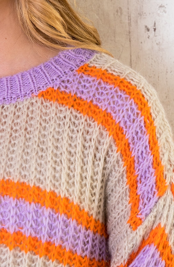 Strepen Trui Beige Oranje Lila – shoparchief, foto 6