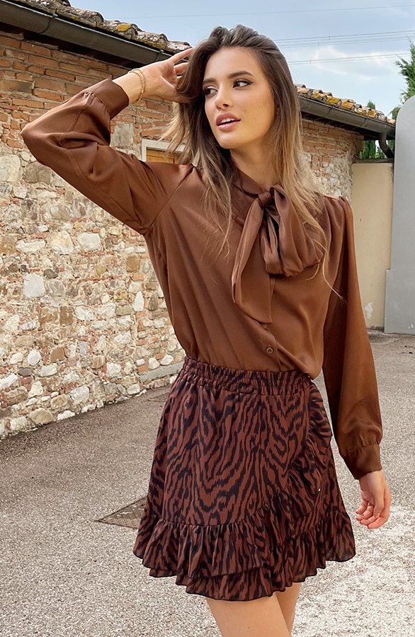 Strik Blouse Satijn Choco – shoparchief, foto 5