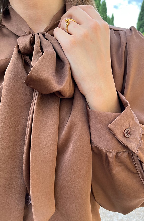 Strik Blouse Satijn Choco – shoparchief, foto 10