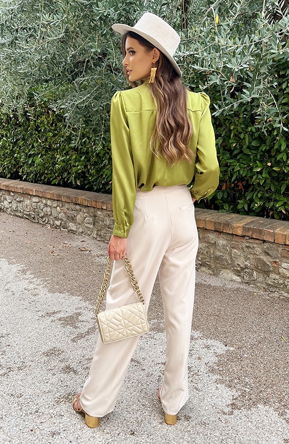 Strik Blouse Satijn Olive – shoparchief, foto 7