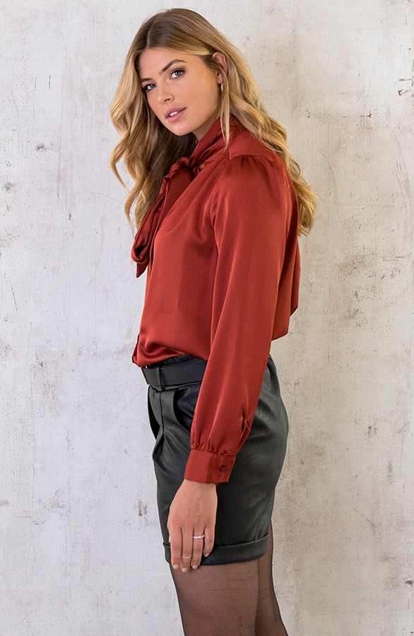 Strik Blouse Satijn Terracotta – shoparchief, foto 10