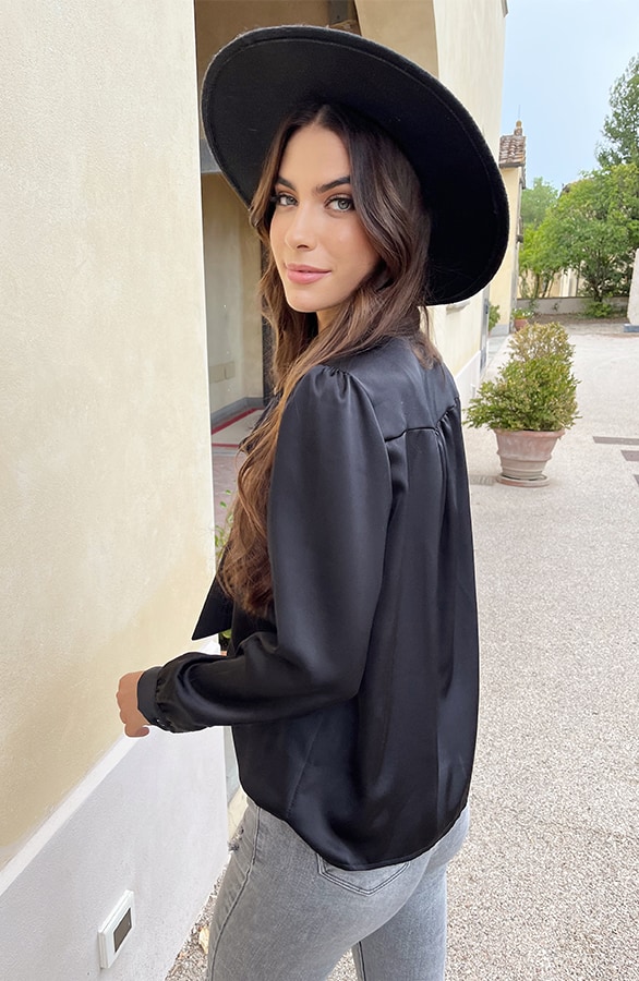 Strik Blouse Satijn Zwart – shoparchief, foto 5