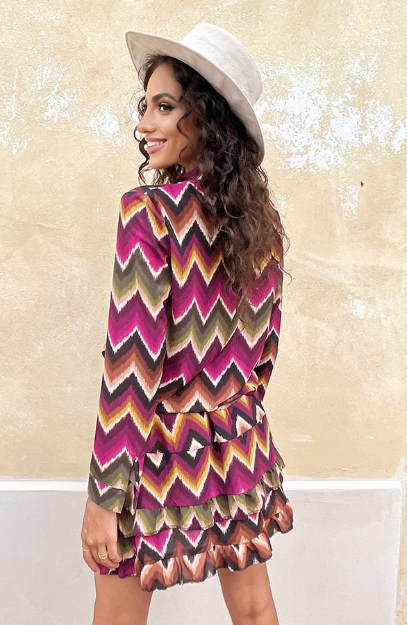 V-hals Blouse Aztec Magenta – shoparchief, foto 11