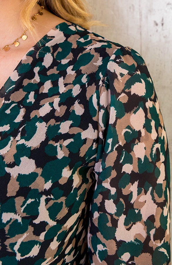 V-hals Strik Jurk Dots Smaragd – shoparchief, foto 13