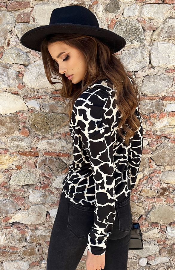 Waterval Longsleeve Giraffe Top Beige – shoparchief, foto 8
