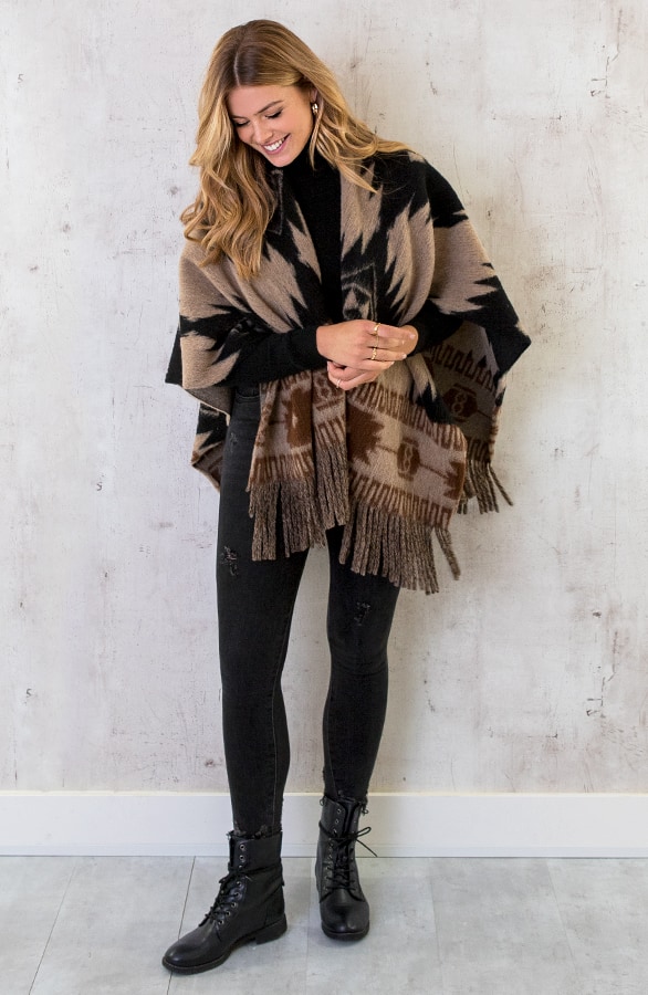 Woven Poncho Camel – shoparchief, foto 9