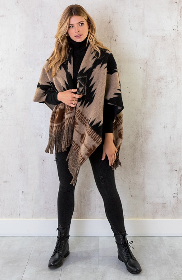 Woven Poncho Camel – shoparchief, foto 8