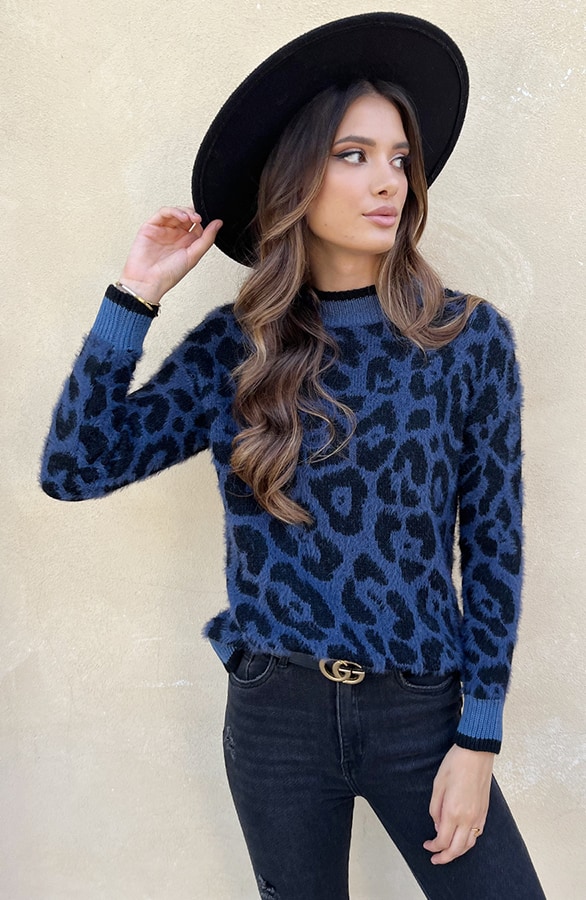 Soft Trui Panterprint Blauw – shoparchief