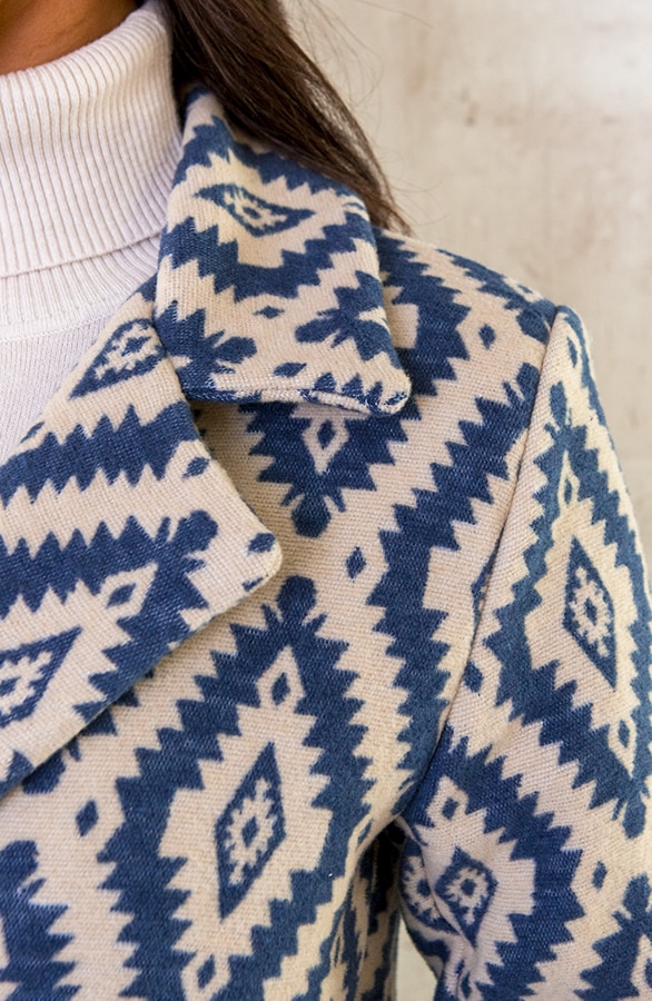 Aztec Printed Jas Jeansblauw – shoparchief, foto 2