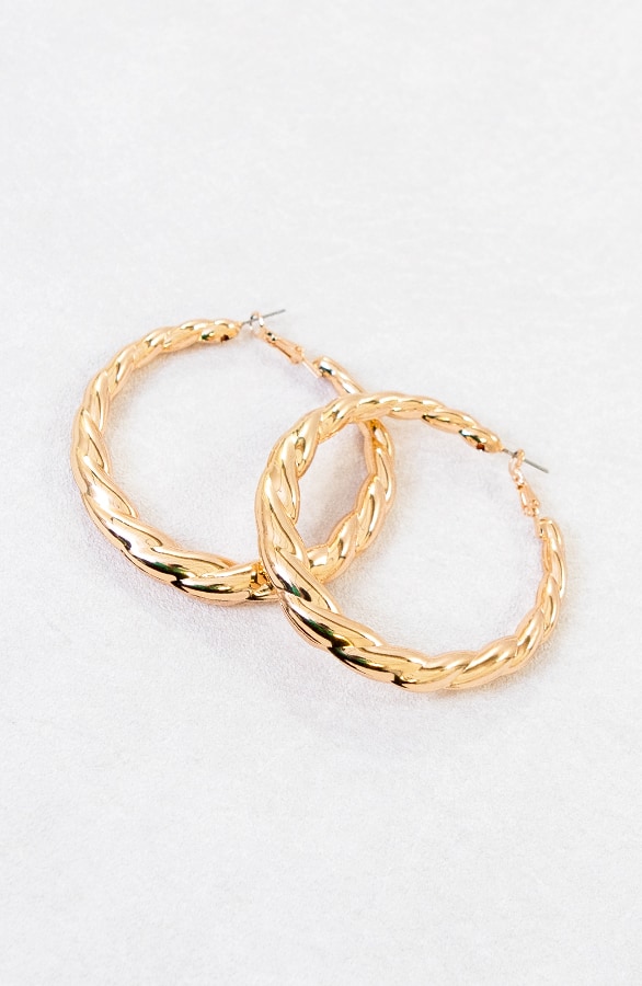 Braided Big Hoops Oorbellen Goud – shoparchief, foto 2