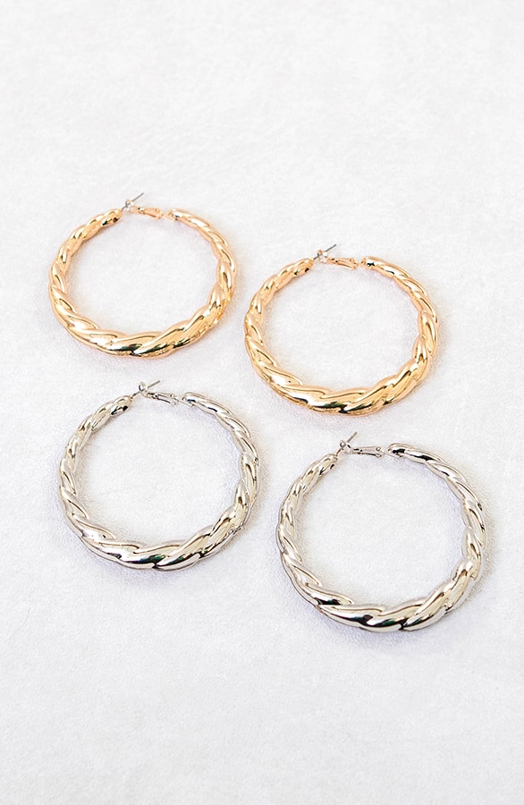 Braided Big Hoops Oorbellen Goud – shoparchief, foto 3