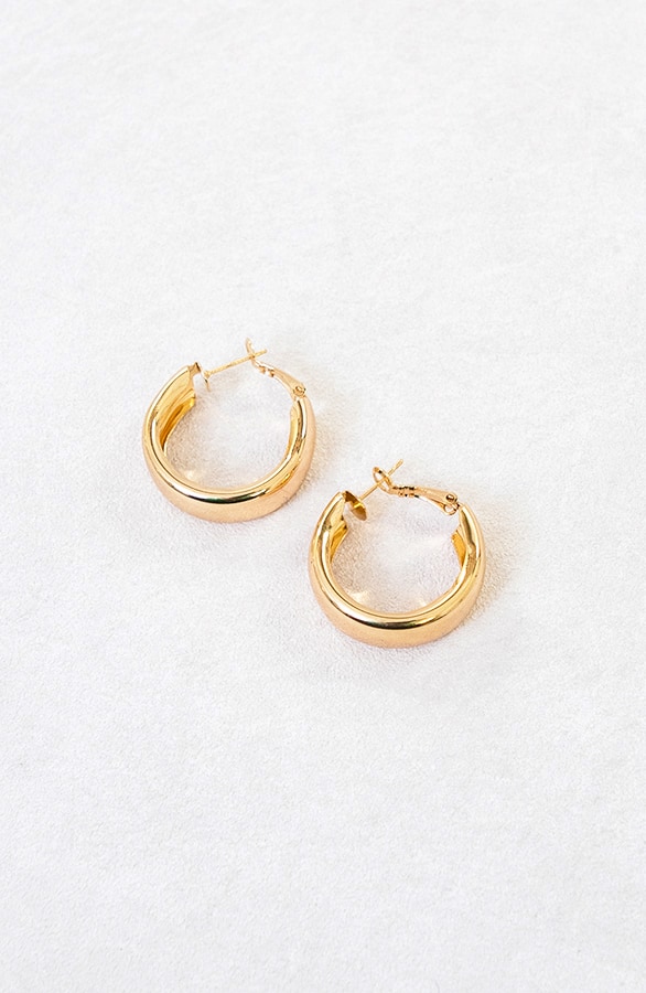 Brede Hoops Oorbellen Goud – shoparchief, foto 2