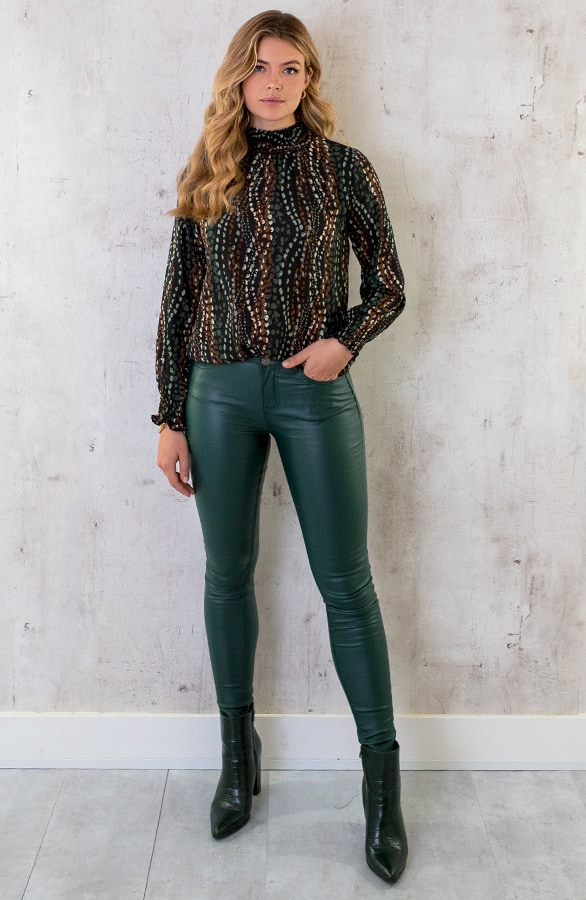 Col Blouse Dots Print Army – shoparchief, foto 7