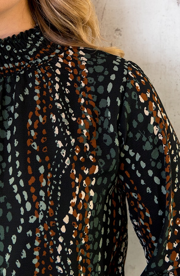 Col Blouse Dots Print Army – shoparchief, foto 6