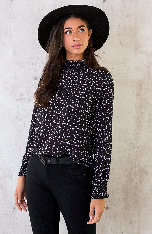 Col Blouse Hartjes Zwart WIt – shoparchief, foto 3