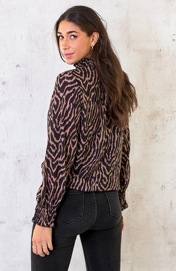 Col Blouse Zebra Camel – shoparchief, foto 5