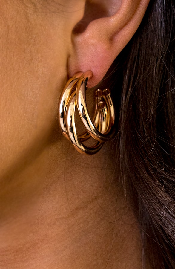 Creool Triple Oorbellen Goud – shoparchief, foto 3