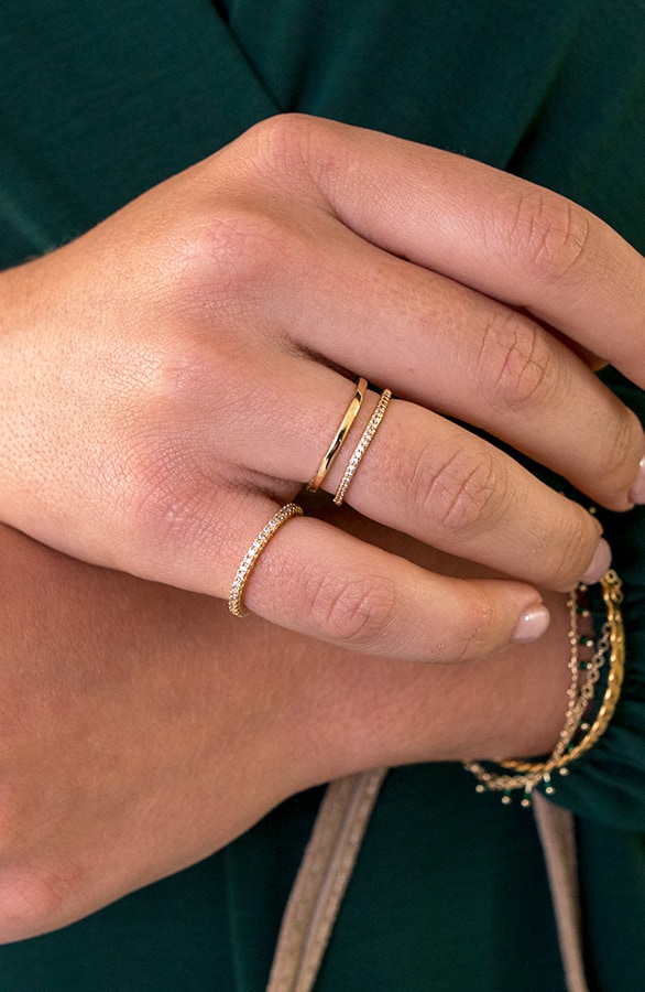 Double Stone Ring Goud – shoparchief