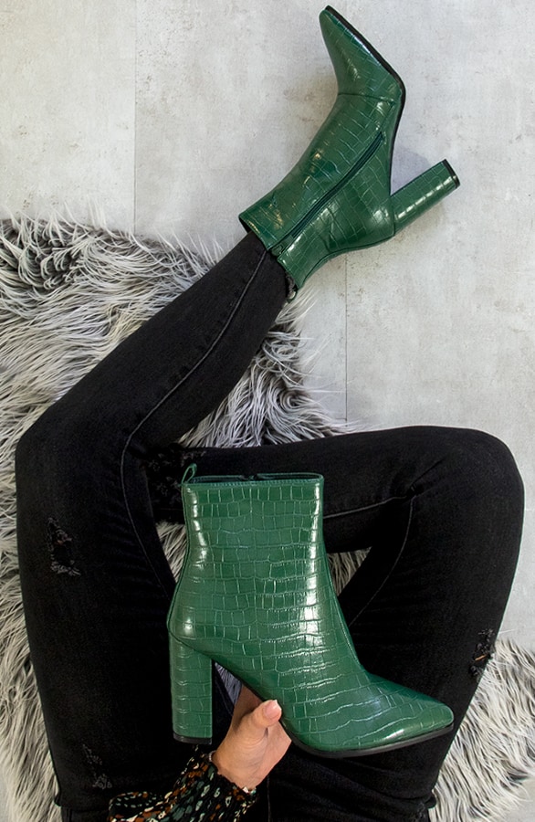 Enkellaarzen Croco Smaragd – shoparchief