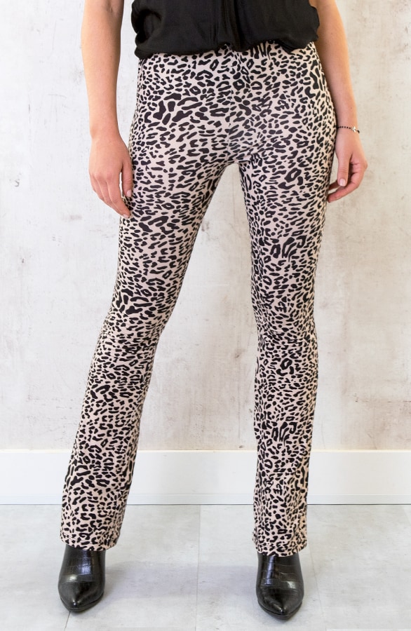 Flared Broek Luxe Leopard Beige – shoparchief