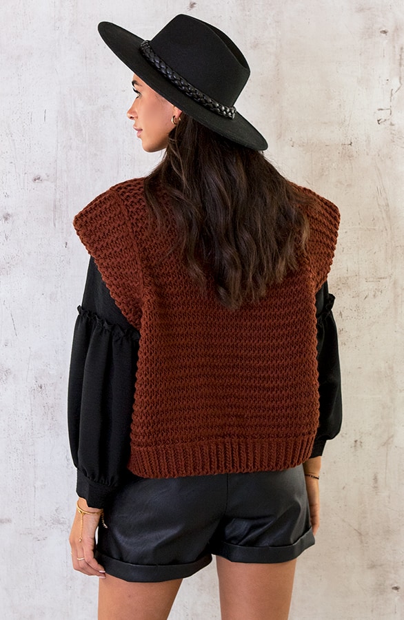 Gebreid Gilet Bruin – shoparchief, foto 5
