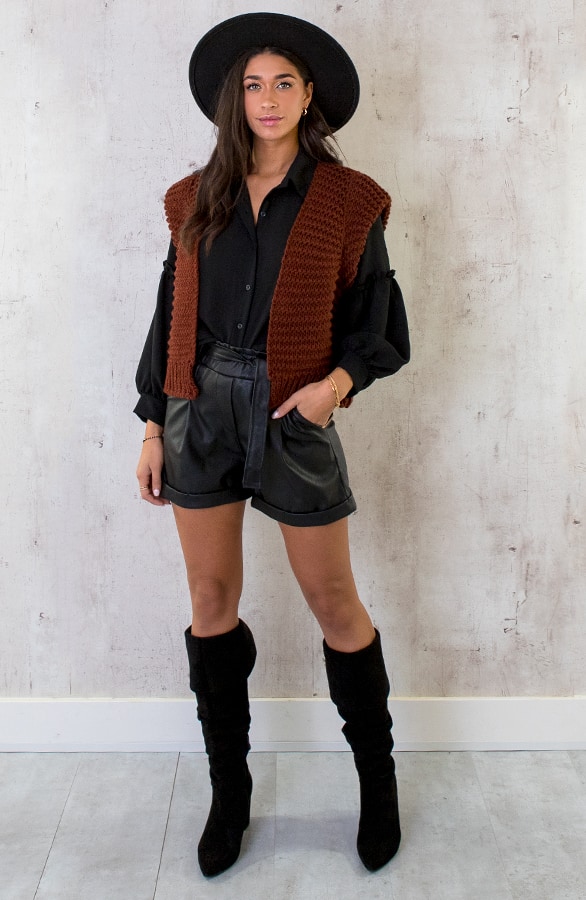 Gebreid Gilet Bruin – shoparchief, foto 7