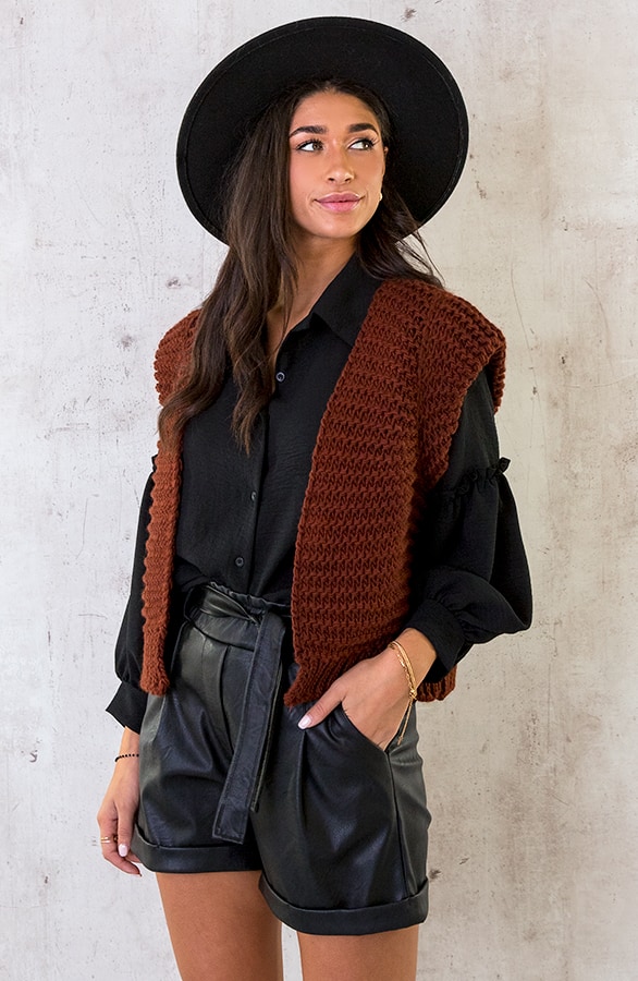 Gebreid Gilet Bruin – shoparchief, foto 4