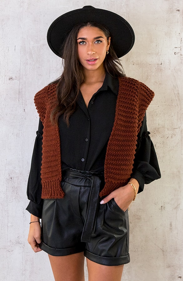 Gebreid Gilet Bruin – shoparchief